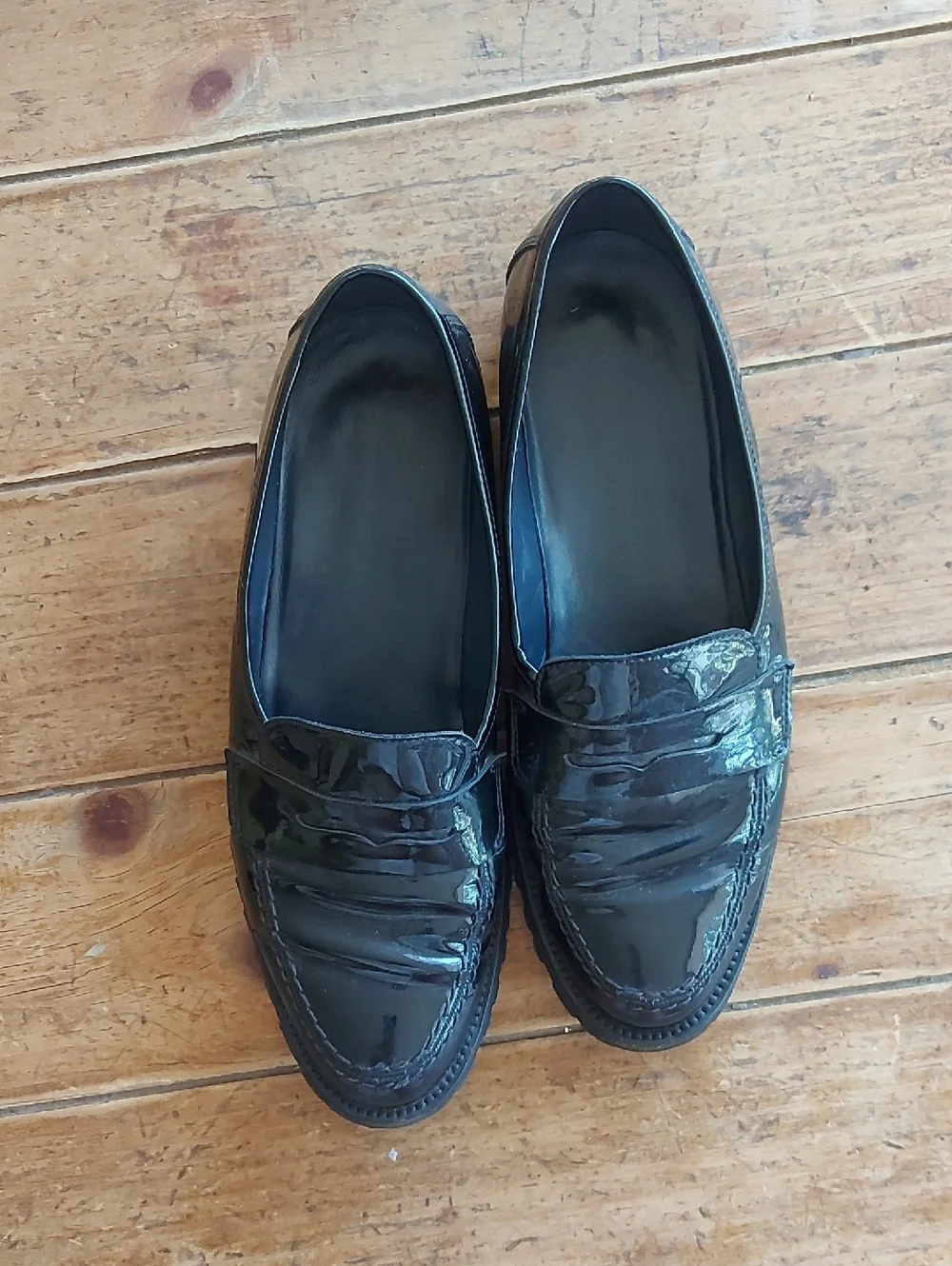 Vibram Black Patent Leather Slip-On Loafers